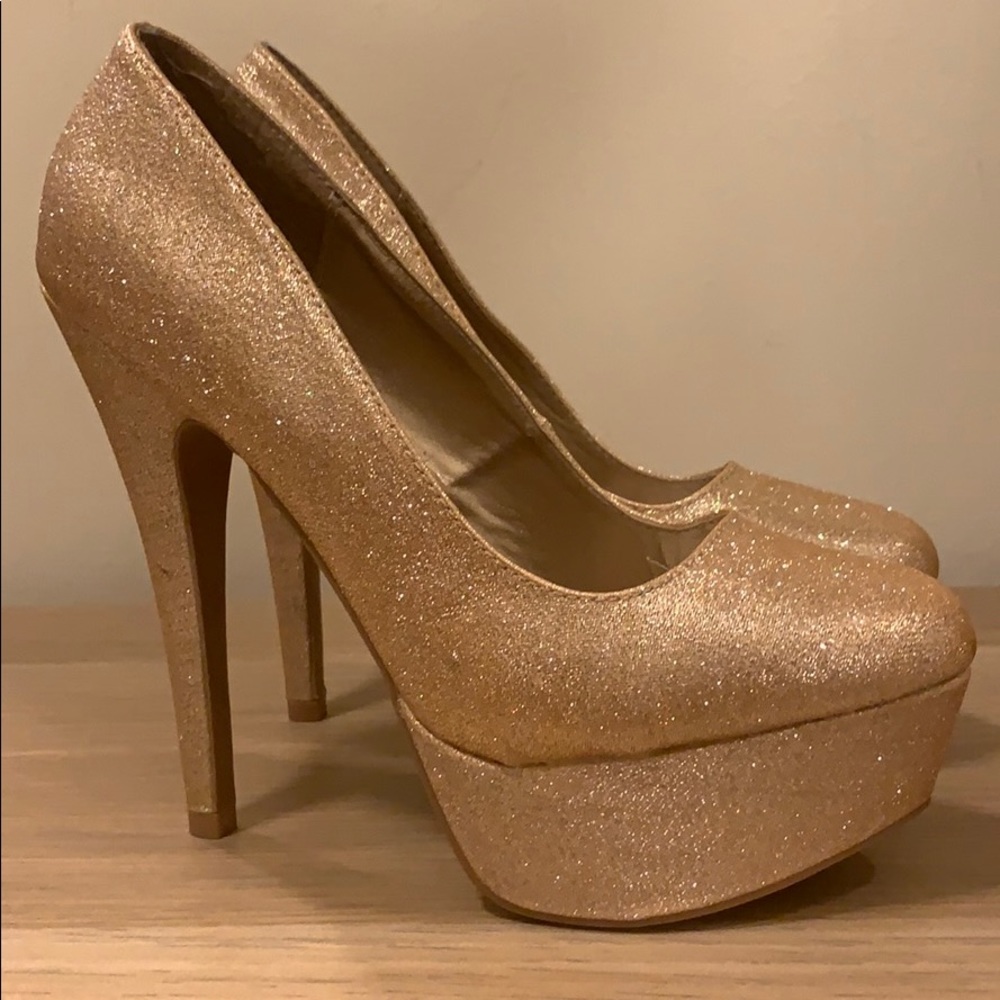 Champagne sparkle high heels
